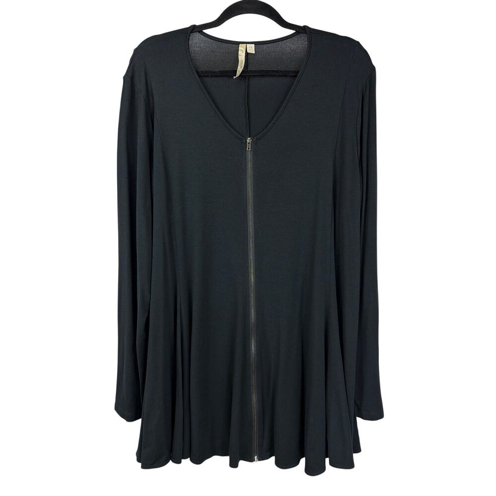 Comfy USA Black Long Sleeve Zip Up Top Size 1X Made in USA